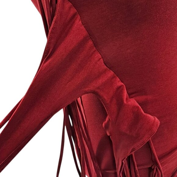 Dolls Kill Darer Wave‎ Womens XXS Modulation Oxblood Strappy Cut Out Dress - Picture 6 of 9